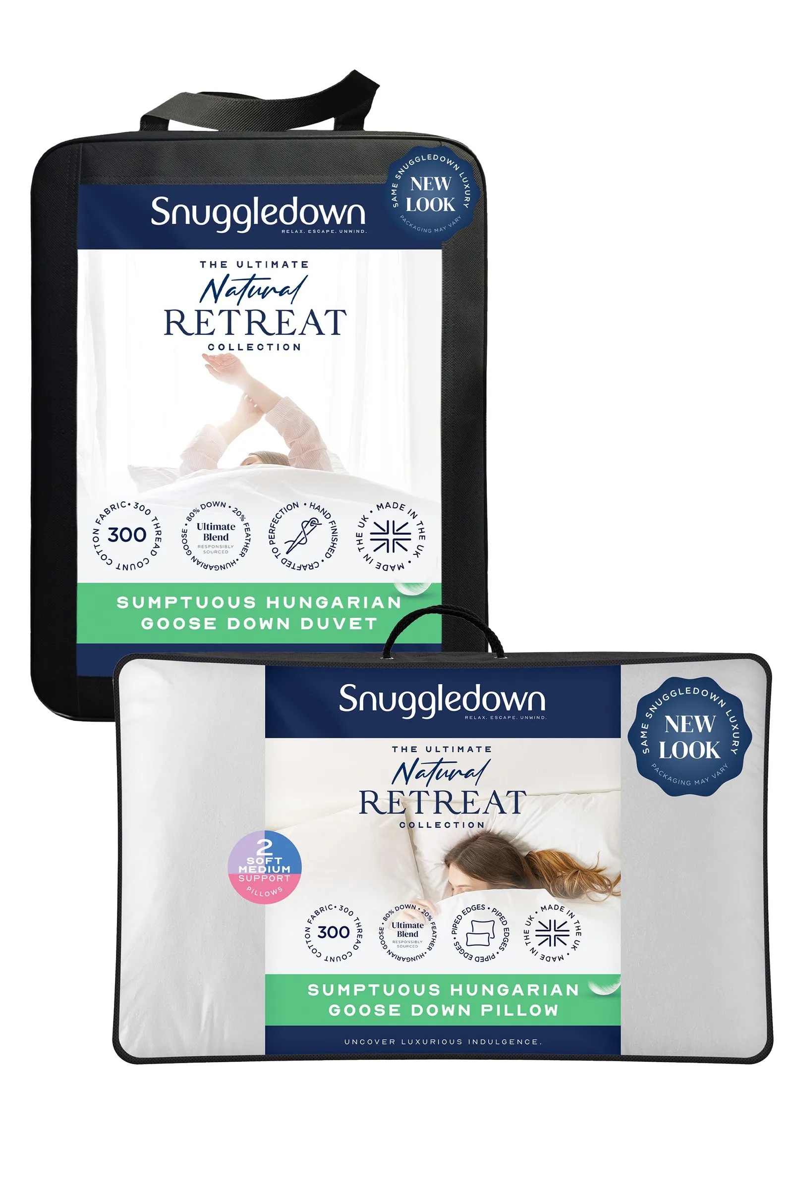 Snuggledown Retreat Hungarian Goose Down 13.5 Tog Winter Duvet With 2 Pillows in White