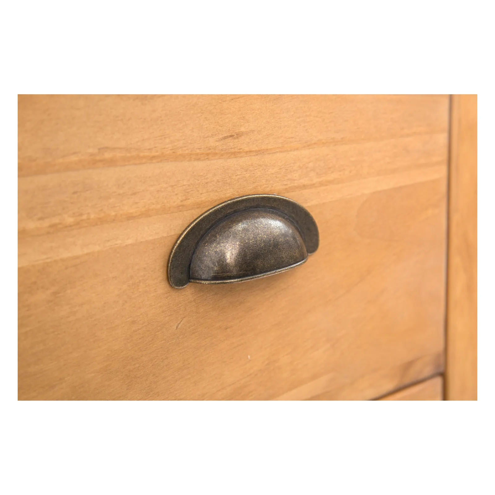 Cabinet Bits Lugo 3 Drawer Desk - Dressing Table Brass Cup Handle in Light Brown 4