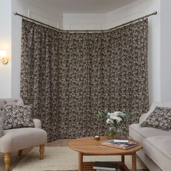 Vintage Pod Linen Print Pencil Pleat Curtains 4