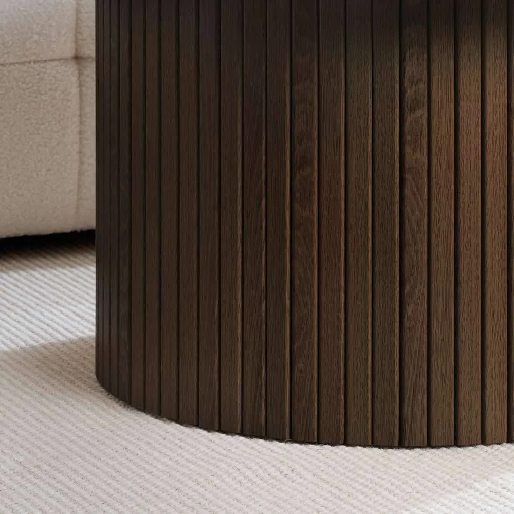 Birlea Axel Round Fluted Coffee Table in Brown 4