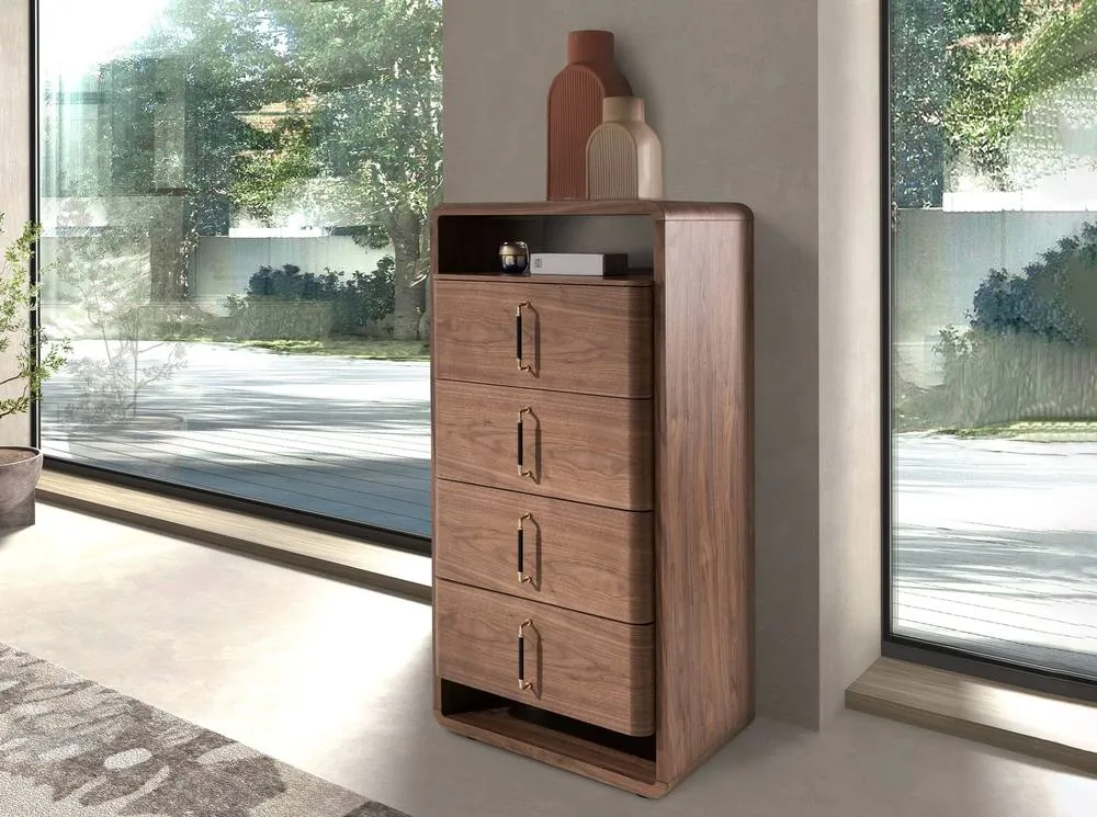 Angel Cerda Chest of Drawers in Walnut Veneer & Black PVC 3