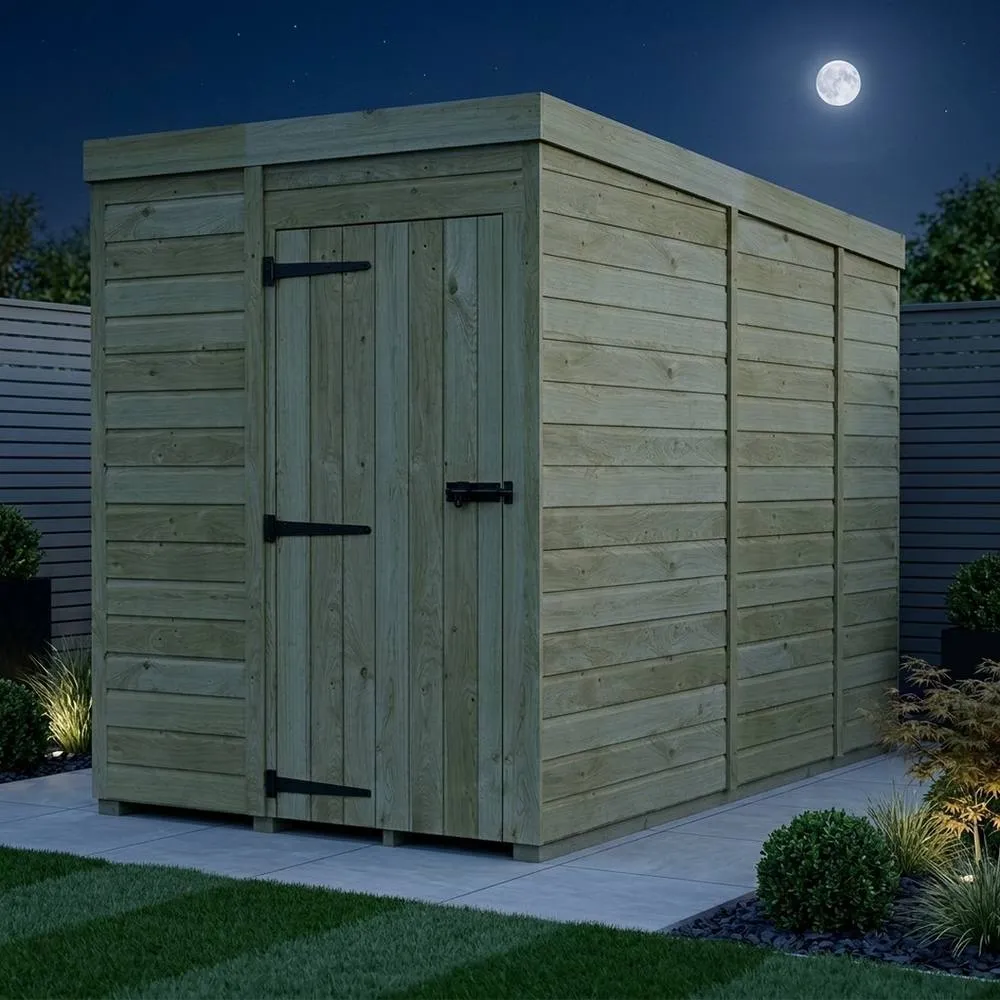 Buttercup Farm 5ft x 9ft Pent Garden Shed Single Door No Windows - Timber in Brown 3