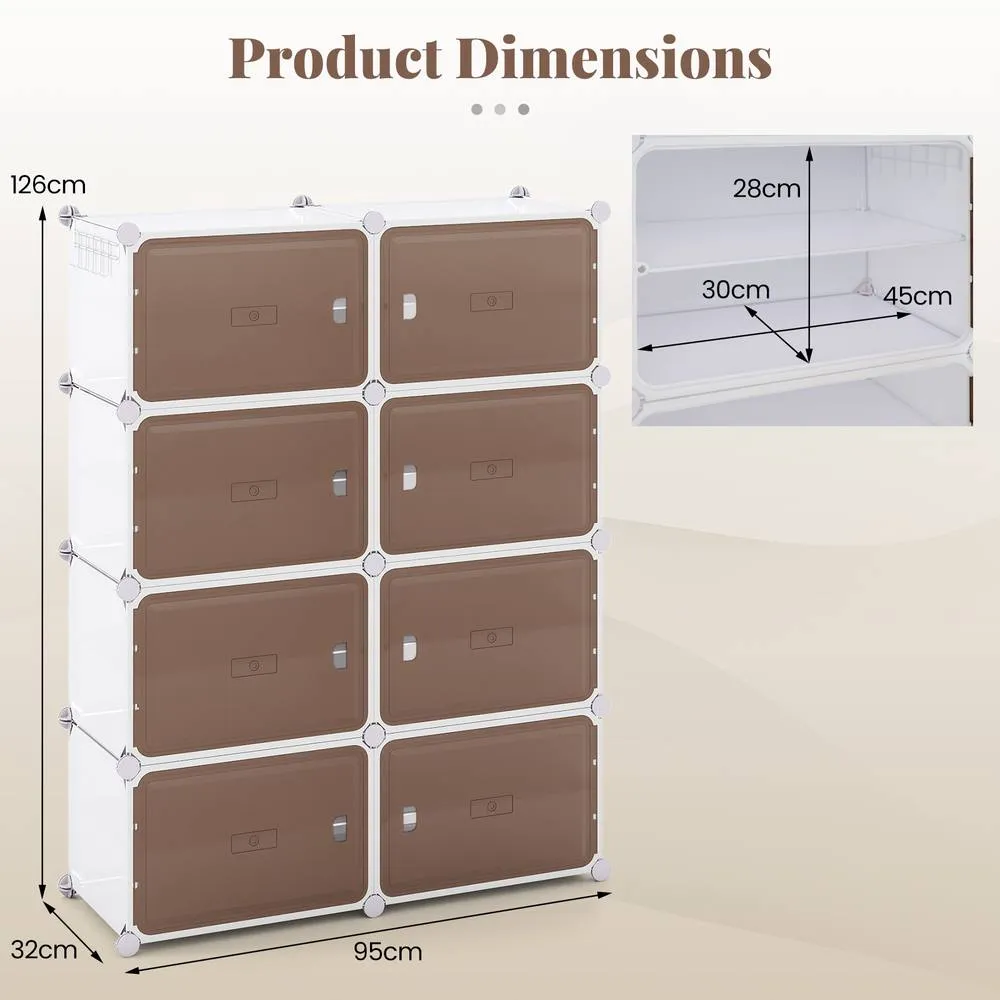 Costway Shoe Rack 8 Tier Shoe Storage Cabinet with Removable Shelves in White 5