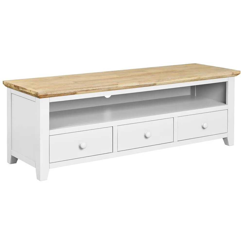 Statement Furniture Florence Large TV Stand with 3 Drawers & Shelf in White