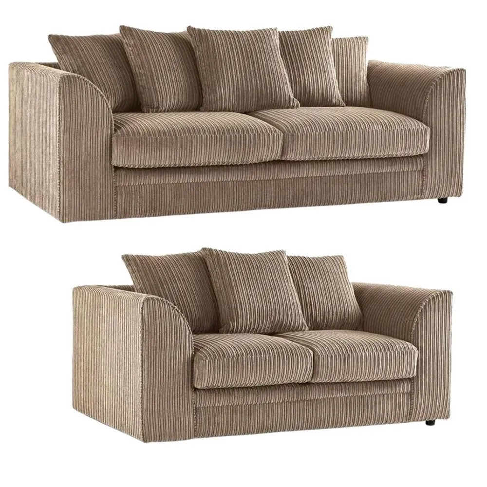 Bliss Furniture Jumbo Cord Scatter Back 3+2 Seater Sofa Set in Dylan Beige