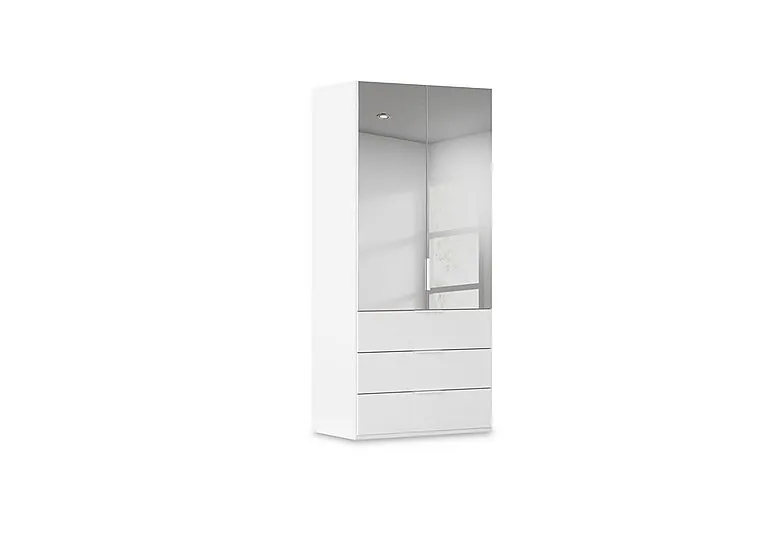 Haven 101cm 2 Door Combi Wardrobe with Mirror Doors and Décor Drawers - Alpine White