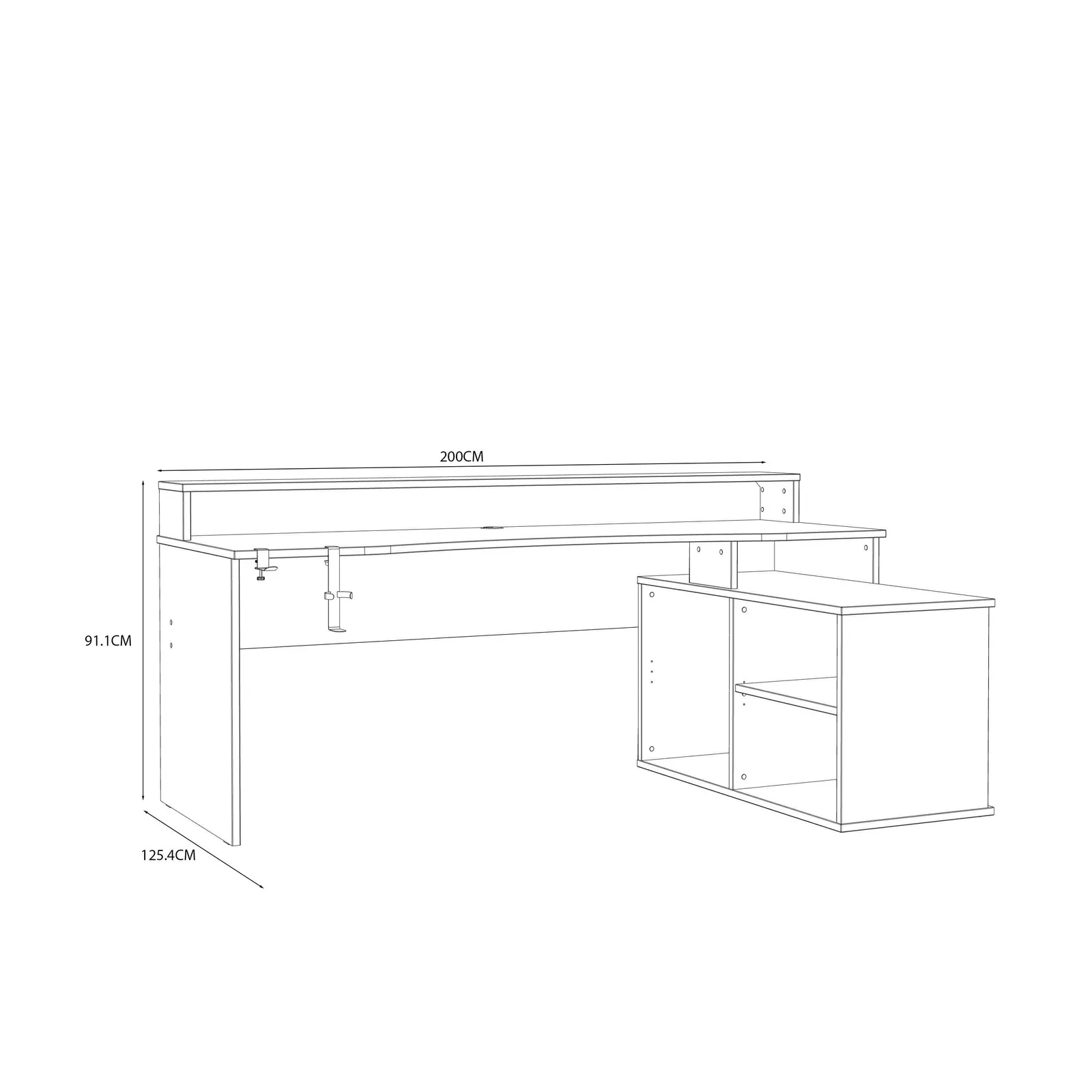 Furniture To Go Loadout Black Storage Gaming Desk 3 Shelves with Colour Changing LED 6