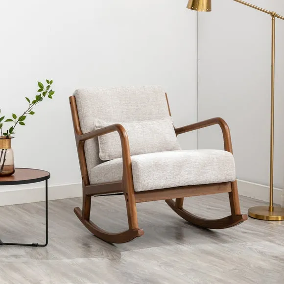 Khali Chenille Wooden Arm Rocking Chair