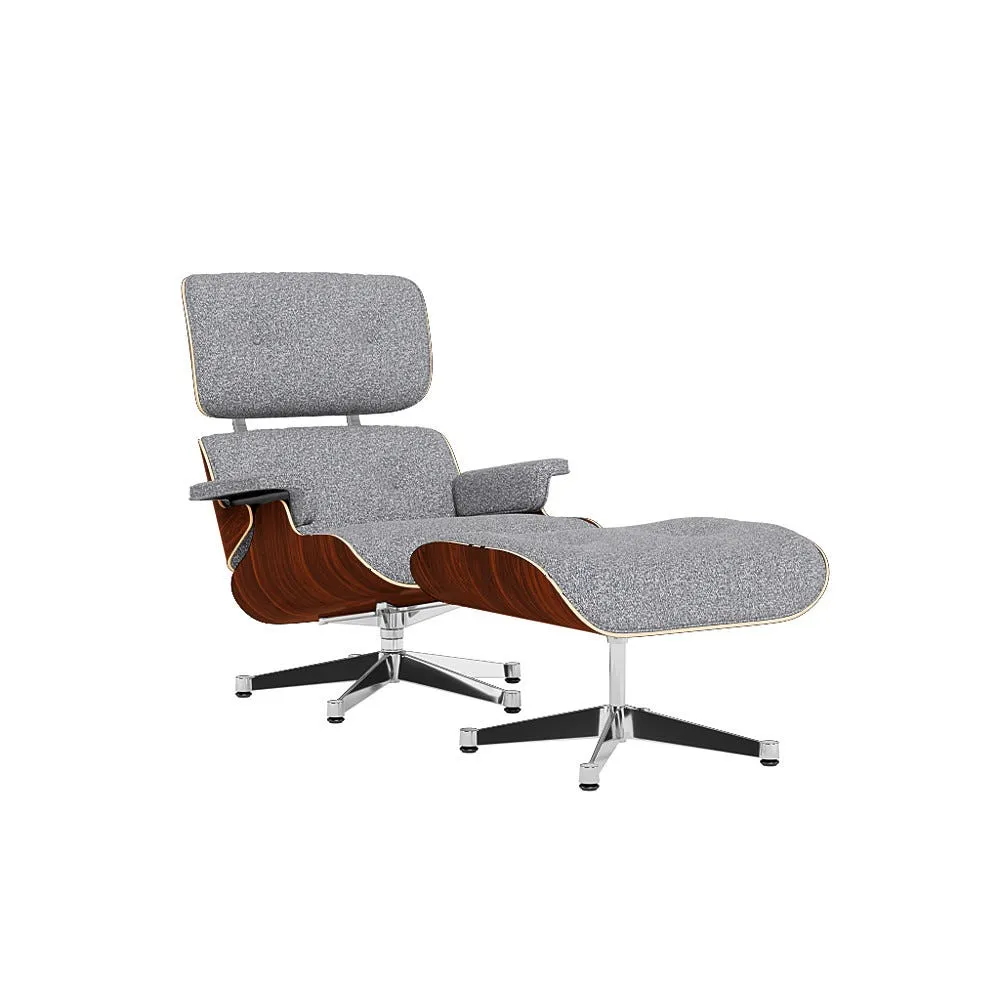 Vitra Eames Lounge Chair & Ottoman Santos Palisander Clas. Nubia 08 Ivory Dark Blue Polished Base 05 1
