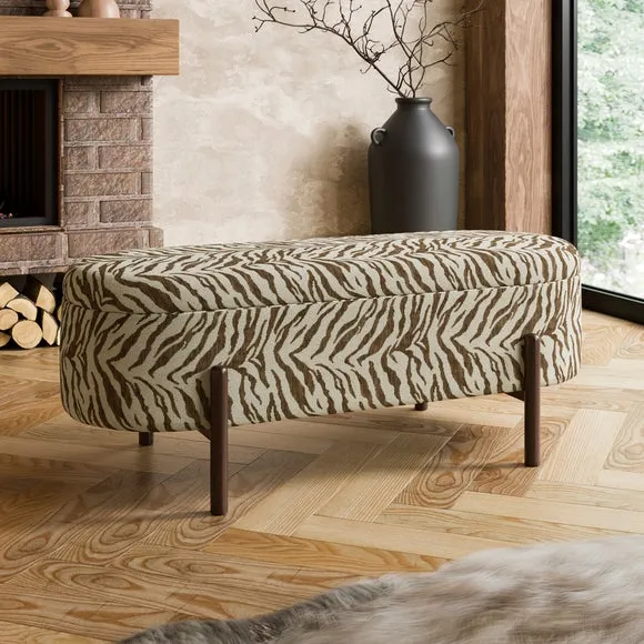 Marley Tiger Stripe Chenille Storage Ottoman