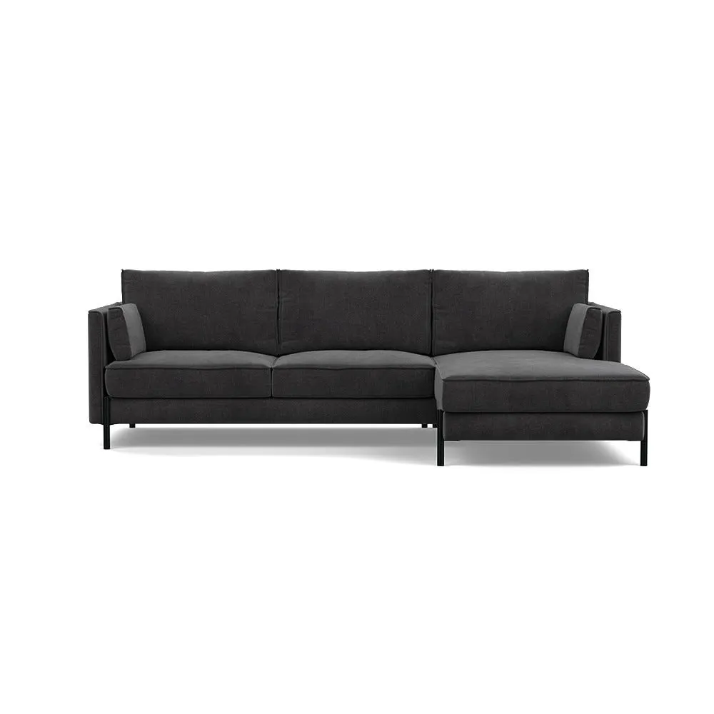 Heal's Tortona Right Hand Facing 4 Seater Corner Chaise Smart Luxe Velvet Nickel Black Feet 1