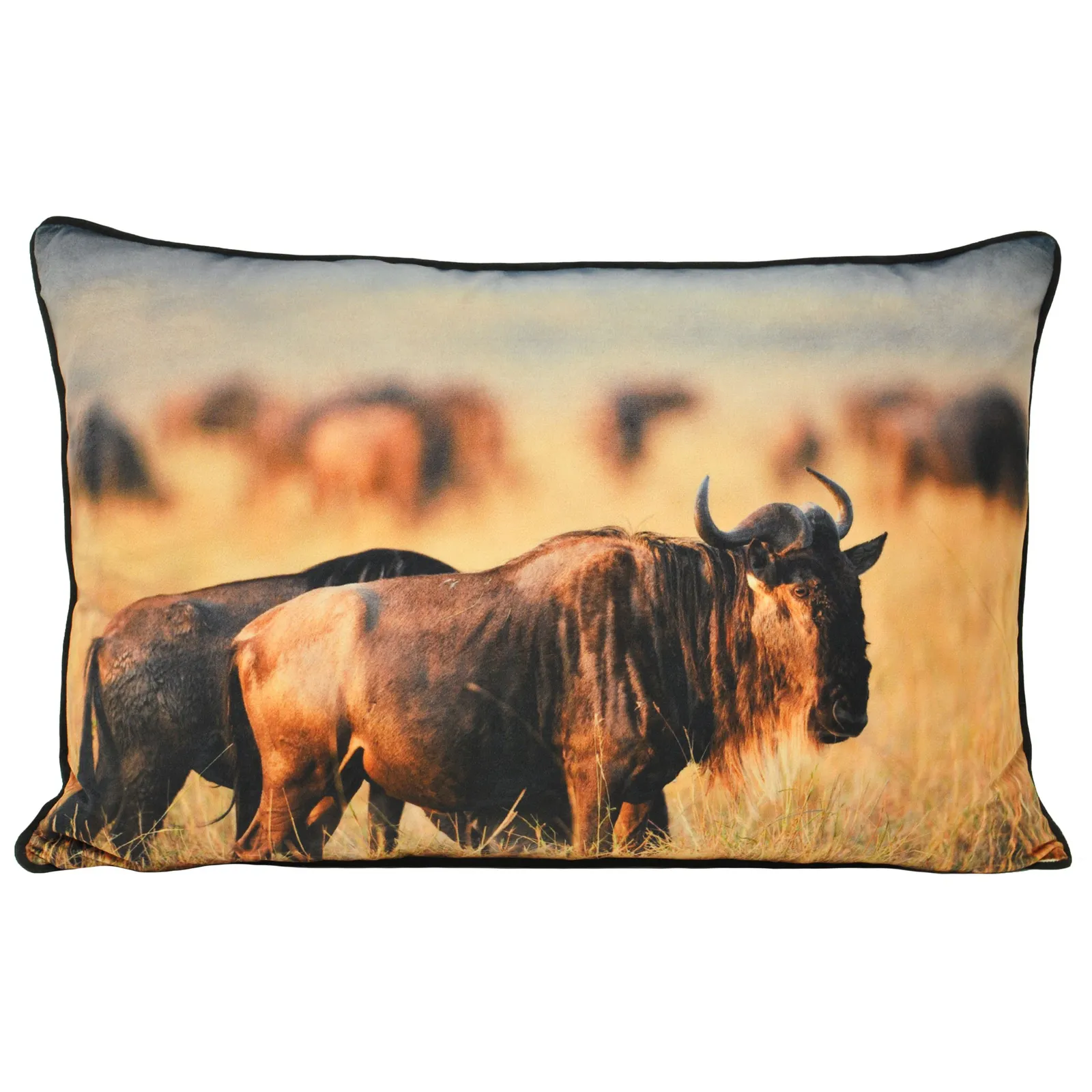 Paoletti Wildebeest Polyester Filled Cushion Tan, Brown