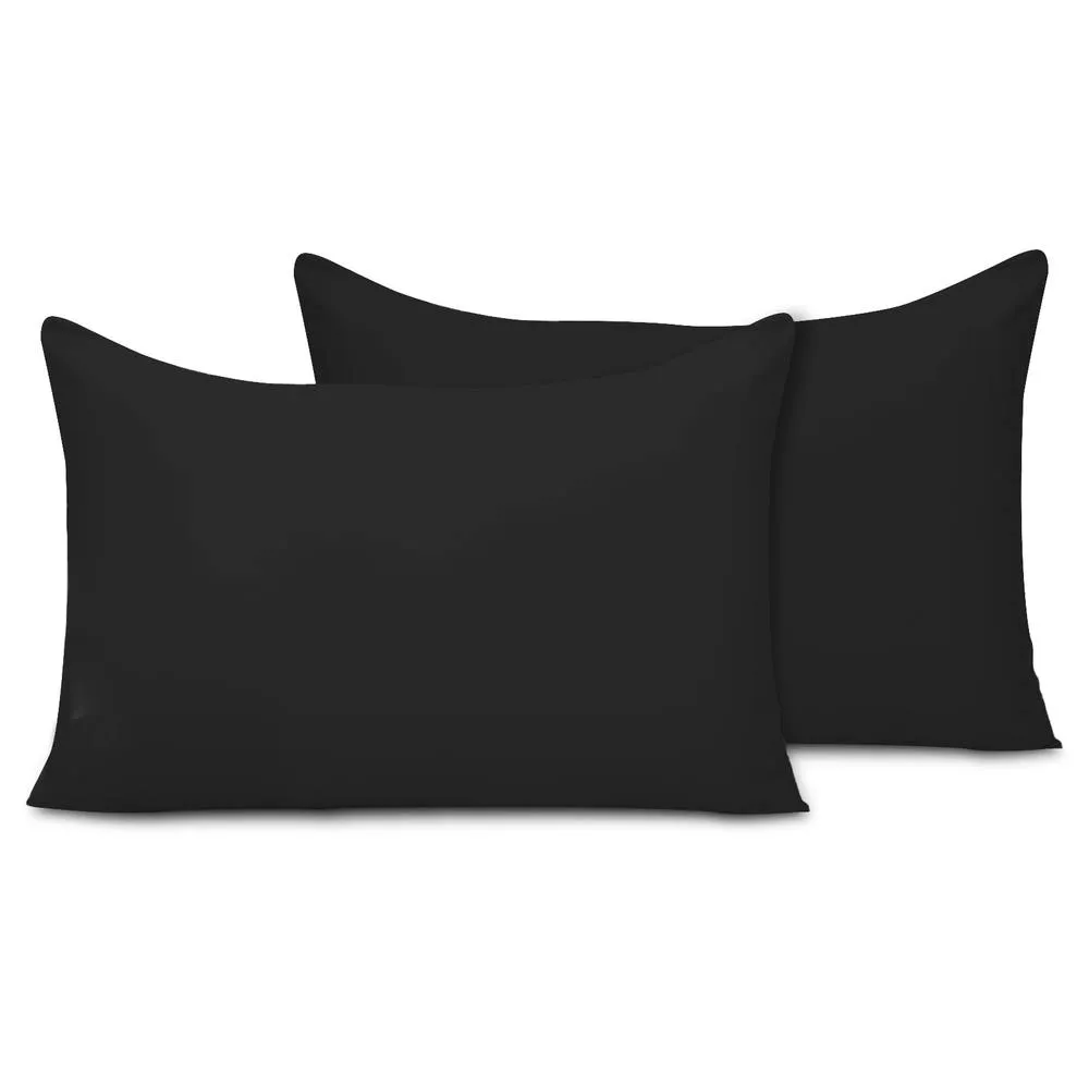 Grace Microfiber Pillow Covers Pack of 2 Soft & Breathable in Black