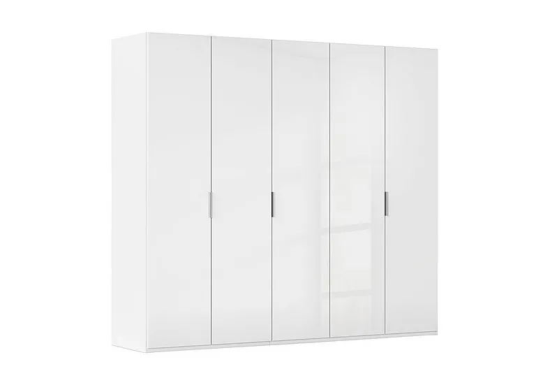 Formes 5 Door Bifold Wardrobe with Glass Doors - White/White Front