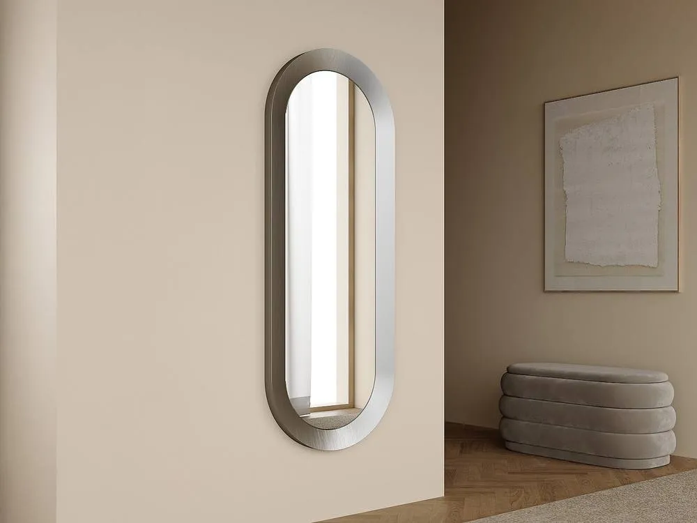 Vente-unique Oval Aluminium Wall Mirror - W. 60 X H. 160 Cm - Brushed Gunmetal in Silver 6