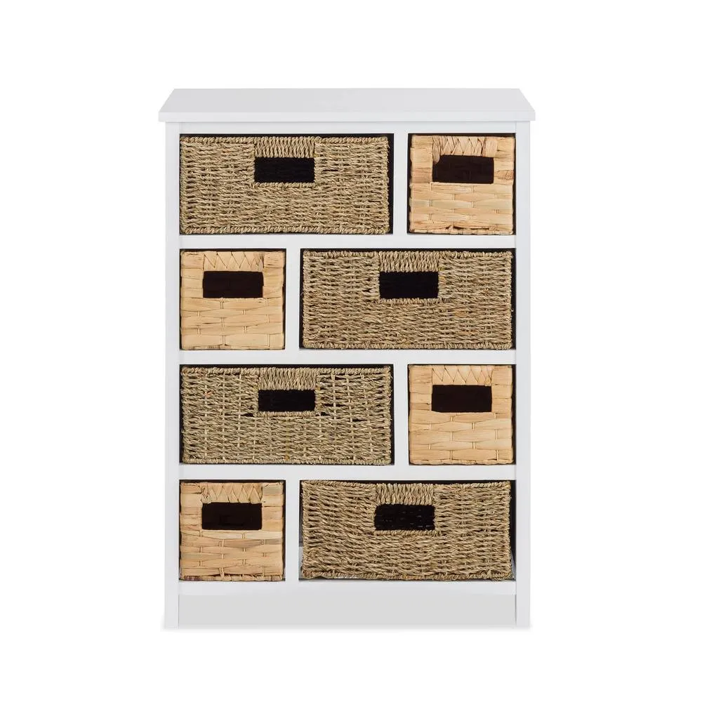 Statement Furniture Tetbury 8 Drawer Storage Unit White with Hyacinth & Seagrass Baskets 4