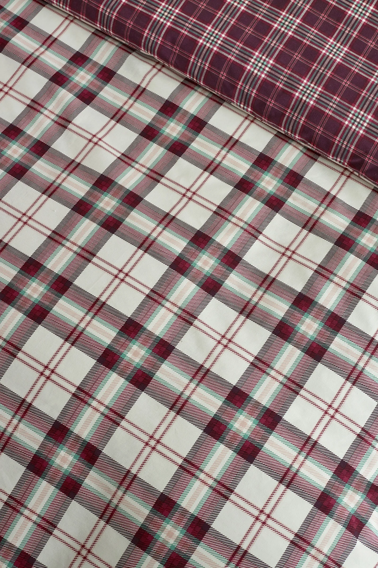 Catherine Lansfield 'Kelso Check' Reversible Duvet Cover Set in Plum 4
