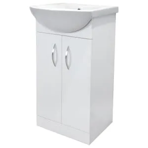 Wickes White Gloss Compact Vanity Unit & Basin - 870 X 455mm 2