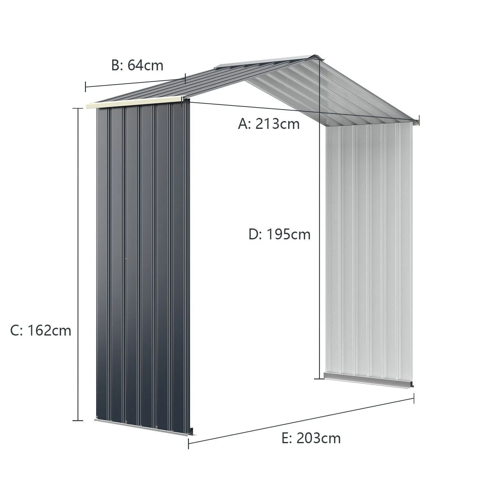 Costway Outdoor Storage Shed Extension Kit for 195 cm Shed Width Increased Storage Space in Grey 2