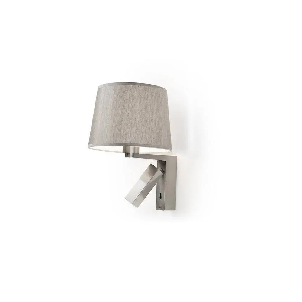Netlighting 2 Light Indoor Wall Light Satin Nickel with Reading E27 Special Offer in Grey