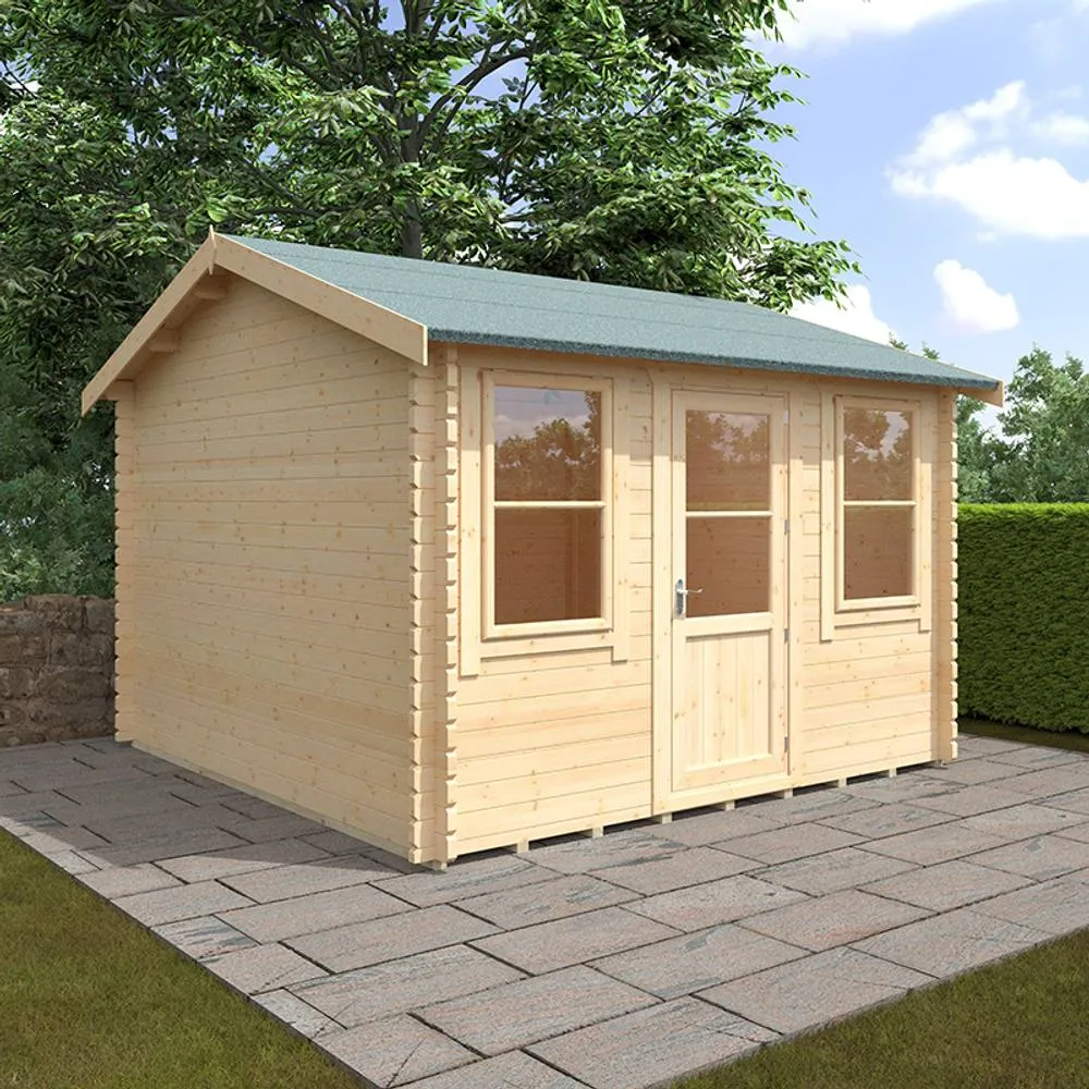 Buttercup Farm 12x12w The Skipton Plus 44mm Cabin - L355 x W355 x H282.9 cm in Natural 2