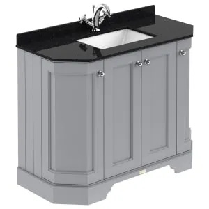 Bayswater Victrion Plummett Grey Angled Traditional Freestanding Vanity Unit & Black Marble Top Basin - 1000mm