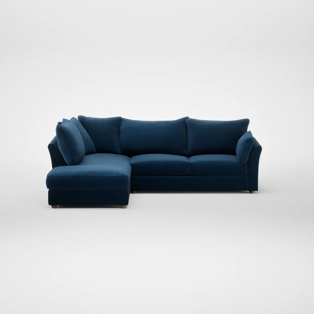 Heal's Tailor Left Hand Facing Corner Sofa Smart Velvet Petrol Natural Feet