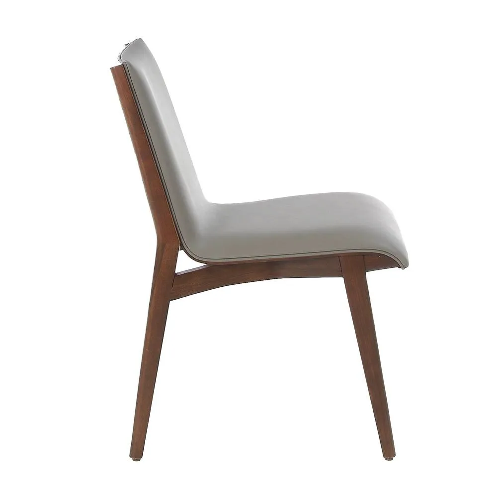 Angel Cerda Dark Mink Leatherette Dining Chair with Walnut Legs in Grey 6
