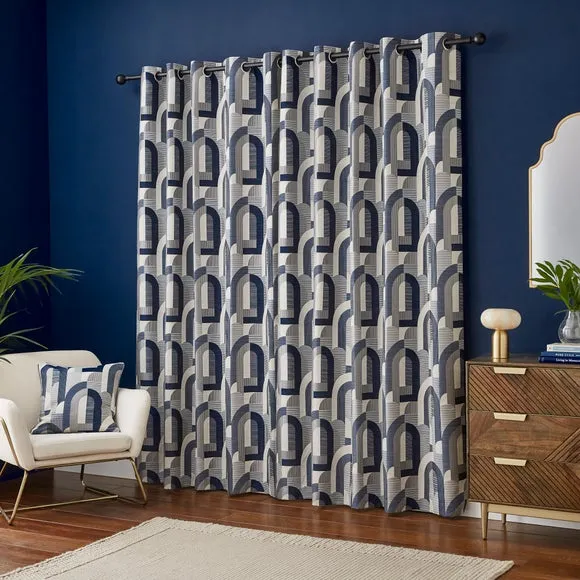 Alvin Geometric Jacquard Eyelet Curtains 4