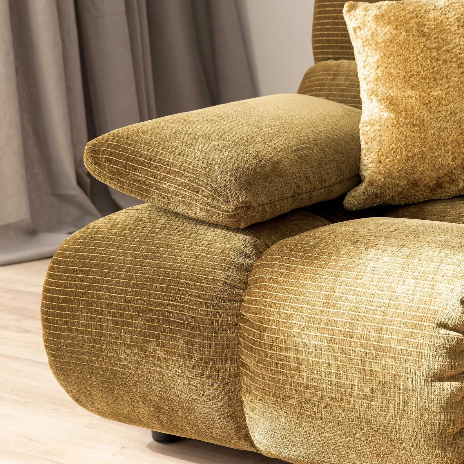 Bryce 2 Seater With Armrest Right Modular Sofa, Yellow Fabric | Barker & Stonehouse 2