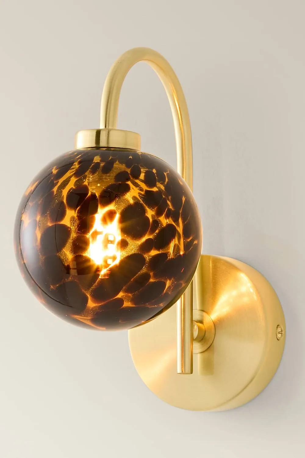 ValueLights Chiara Leopard Print Hand Blown Glass Globe Shade Wall Light in Gold 3