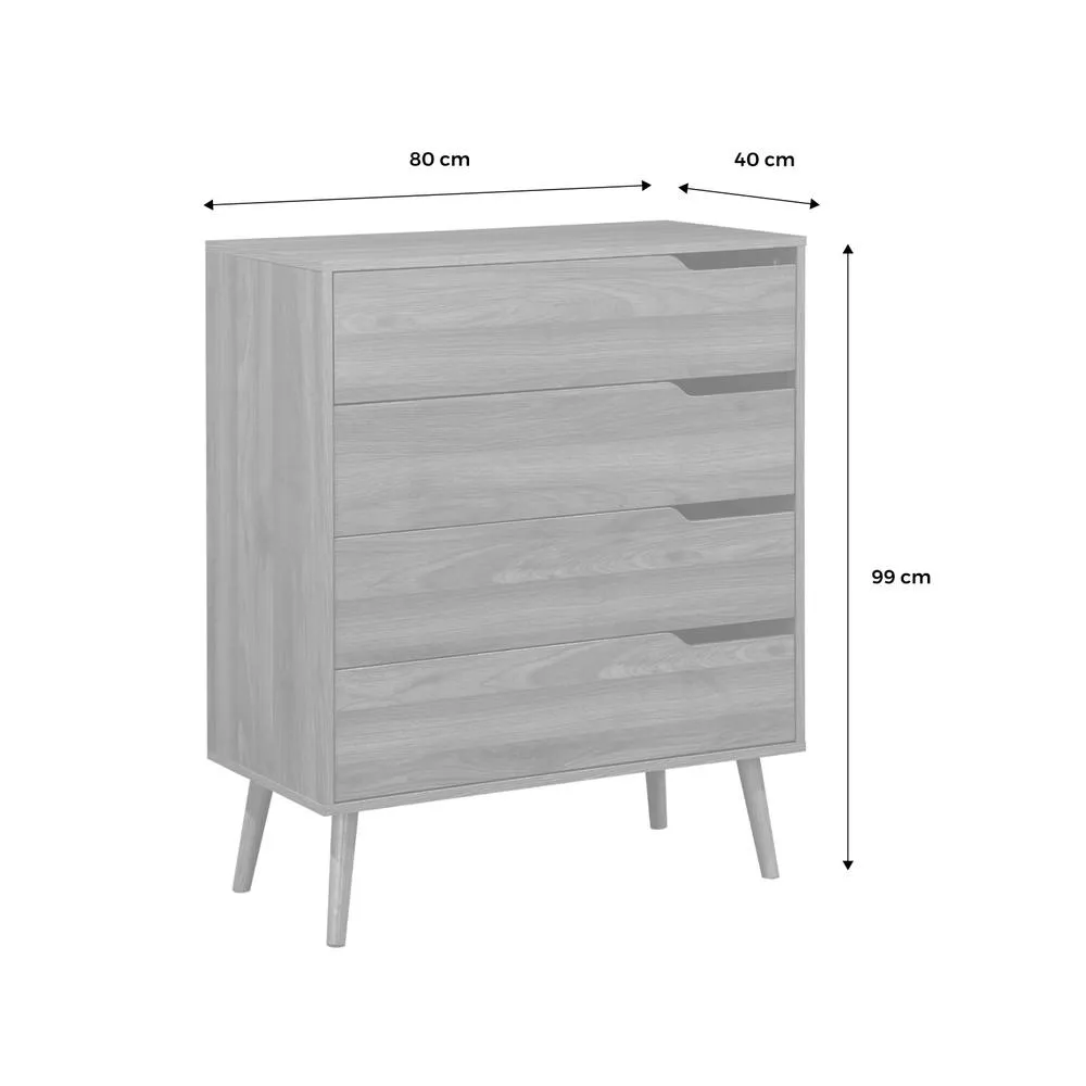 sweeek 4-drawer Chest With Walnut Wood Effect in Dark Brown 5