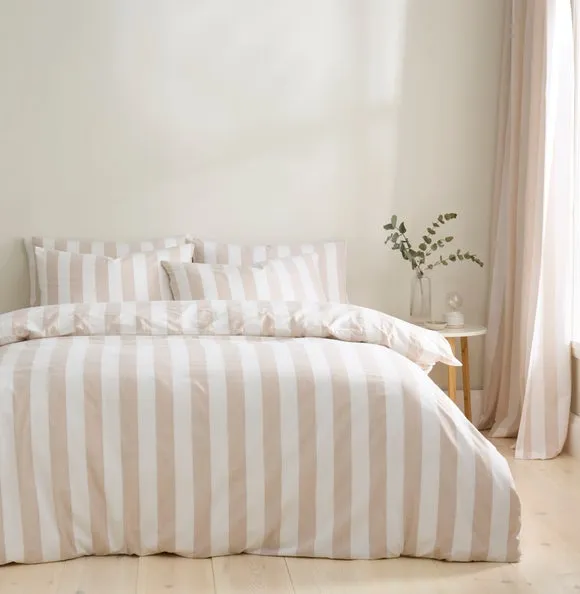Maisie Woven Stripe 100% Cotton Duvet Cover & Pillowcase Set