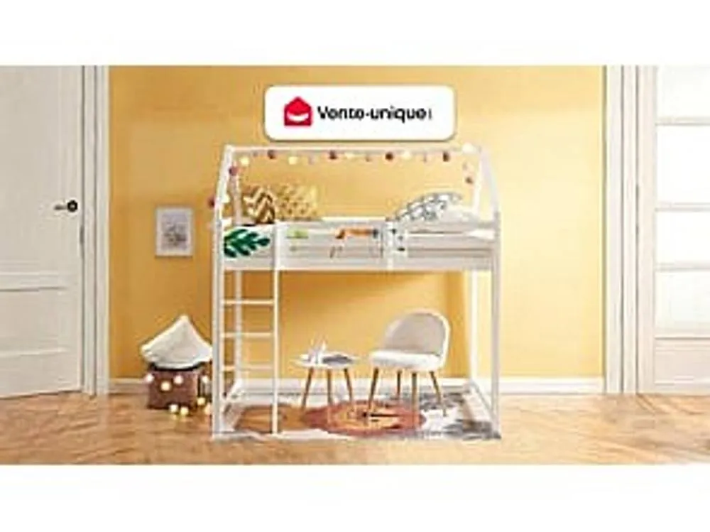 Vente-unique Cabin High Sleeper Bed 90 X 190 Cm - Solid Pine - White - TARZIA 4