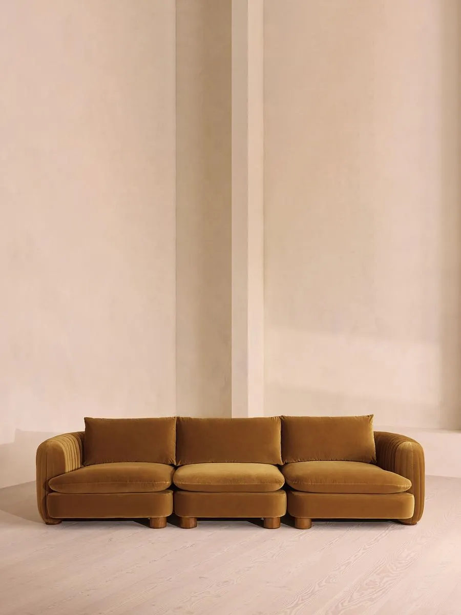 Vivienne Modular Sofa, Four Seater, Velvet Mustard