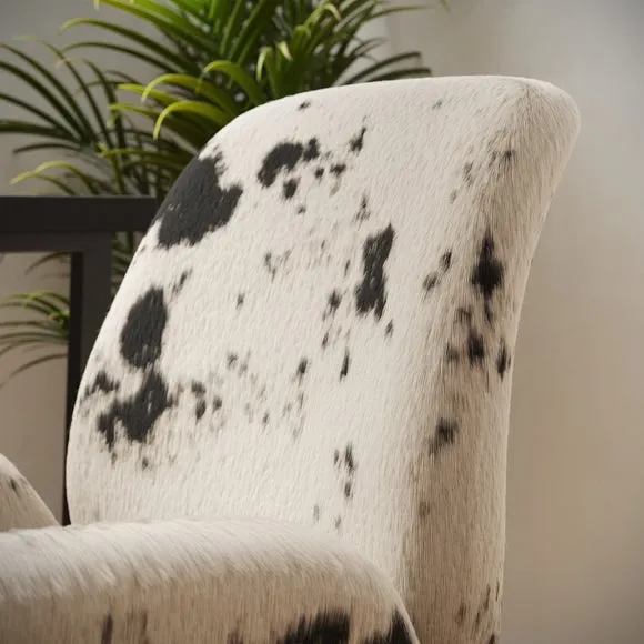 Ginny Cow Print Faux Fur Swivel Office Chair 3