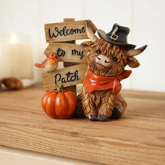 Country Living Welcome to my Patch Highland Cow Ornament