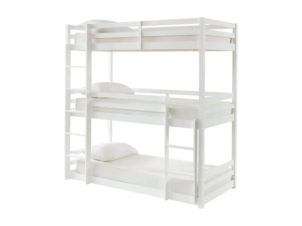 Vente-unique Triple Bunk Beds - 3 X 90 X 200 Cm - Pine - White - VAGAR 6
