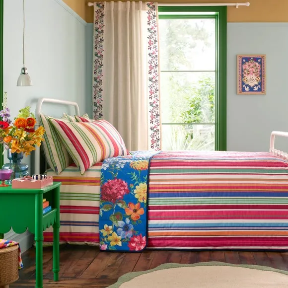 Sophie Robinson Darling Floral Reversible Stripe Bedspread