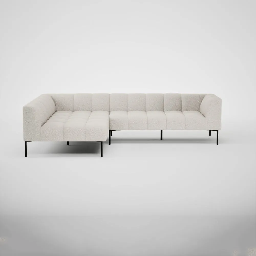 Heal's Quadro Left Hand Facing Chaise Sofa Loop Boucle Polar Black Feet 2
