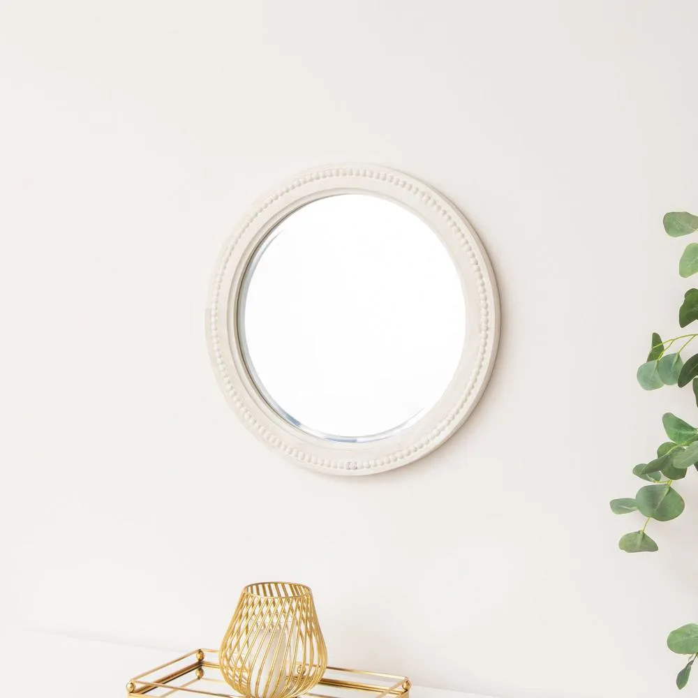 Melody Maison Round Distressed White Washed Wooden Wall Mirror - 50cm X 50cm 6