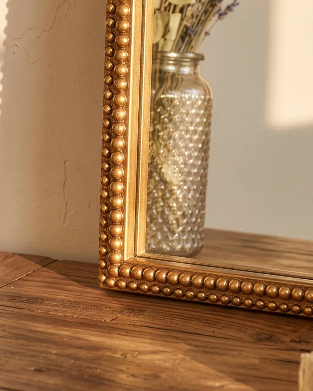 Dibor Gold Beaded Rectangular Wall Mirror, 77cm x 56cm 5