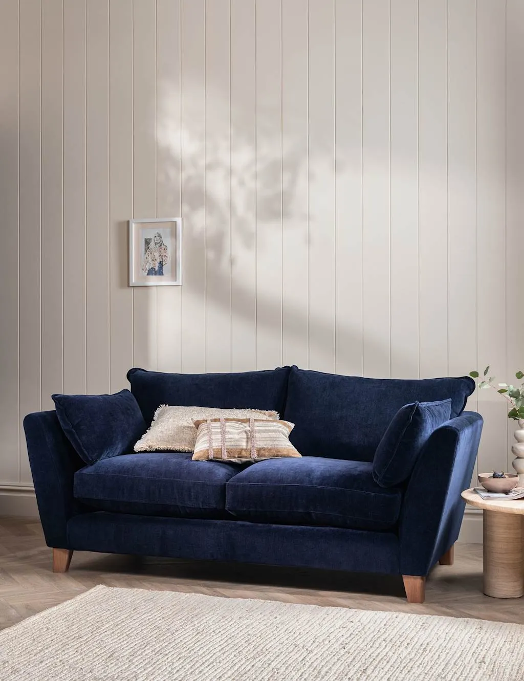 BARKER AND STONEHOUSE Irving Chenille Large 3 Seater Sofa Navy