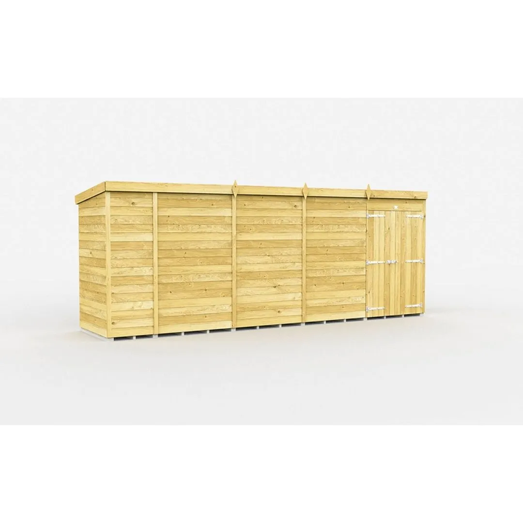 Buttercup Farm 18 x 4 Feet Pent Shed - Double Door W/O Window - L118 x W533 x H201 cm in Brown