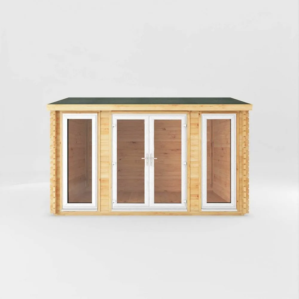 Mercia 4 x 3 m Home Office Studio Log Cabin - 44 mm - UPVC Windows & Door in Light Brown 3
