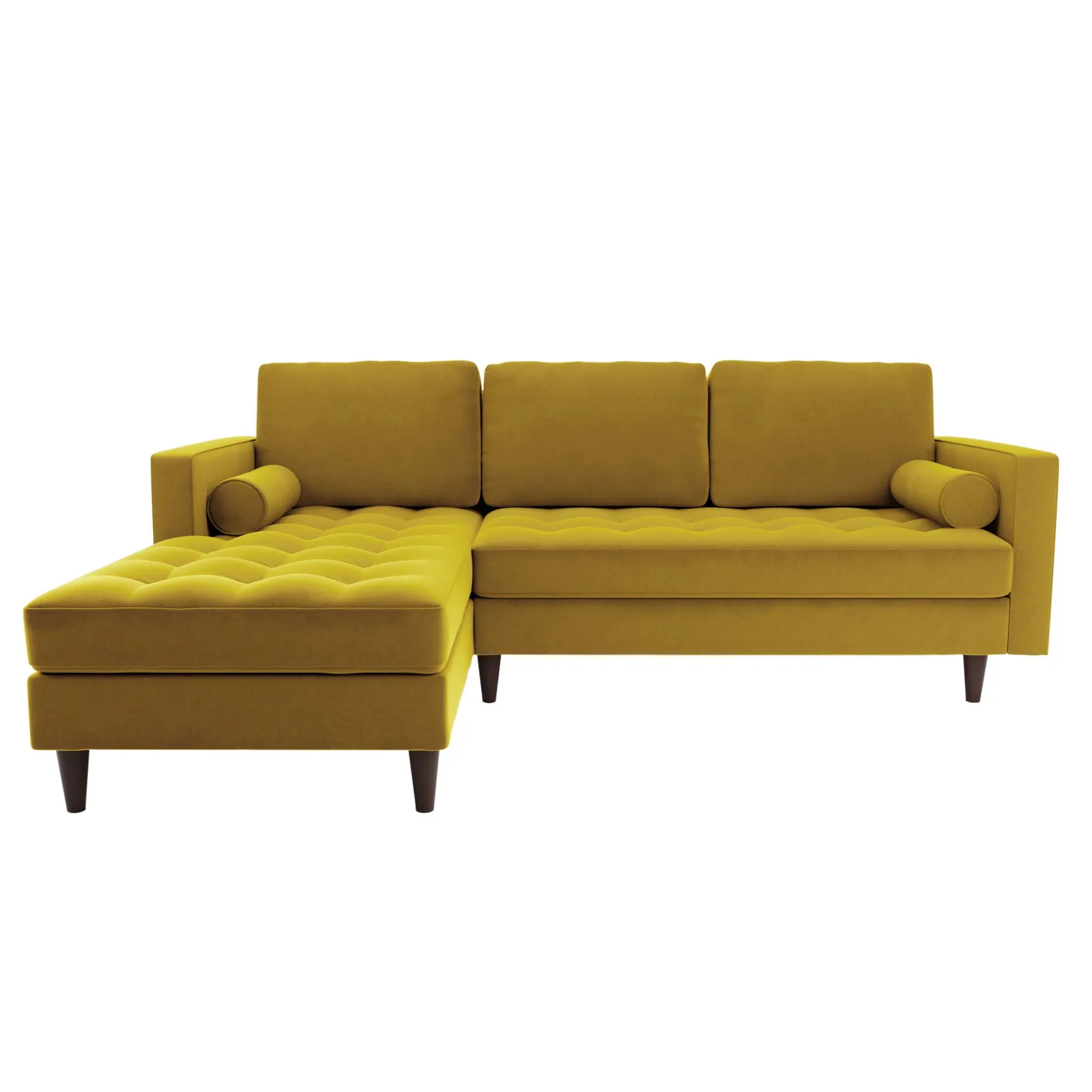 Zoe Velvet Left Hand Corner Sofa Yellow