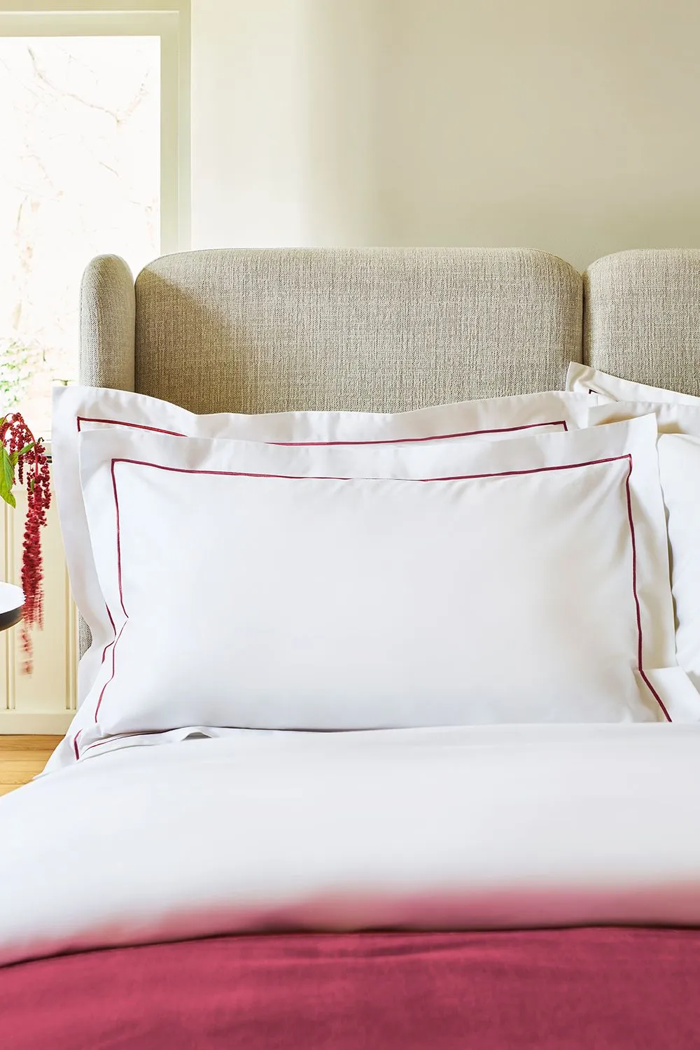 CHRISTY Premium Sateen Satin Oxford Pillowcase Pair in Pink 1