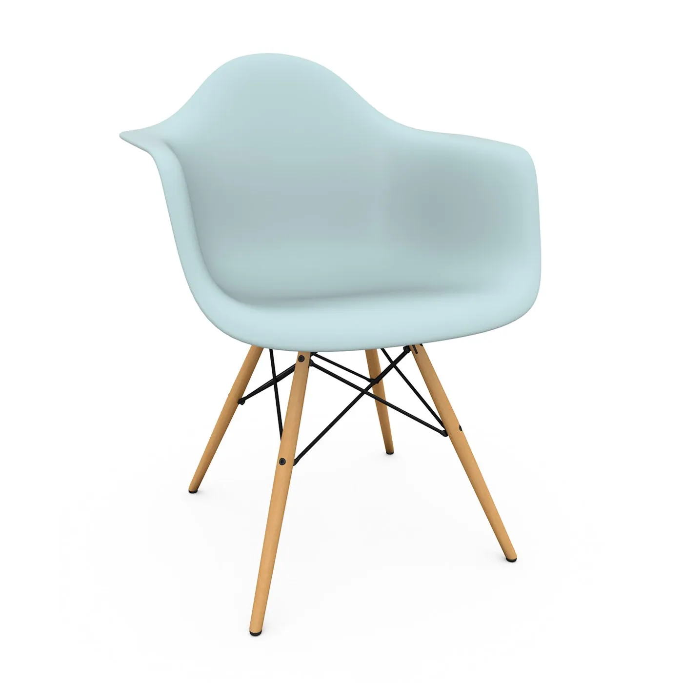Vitra Eames DAW Armchair New Height Ice Grey Golden Maple Base 1