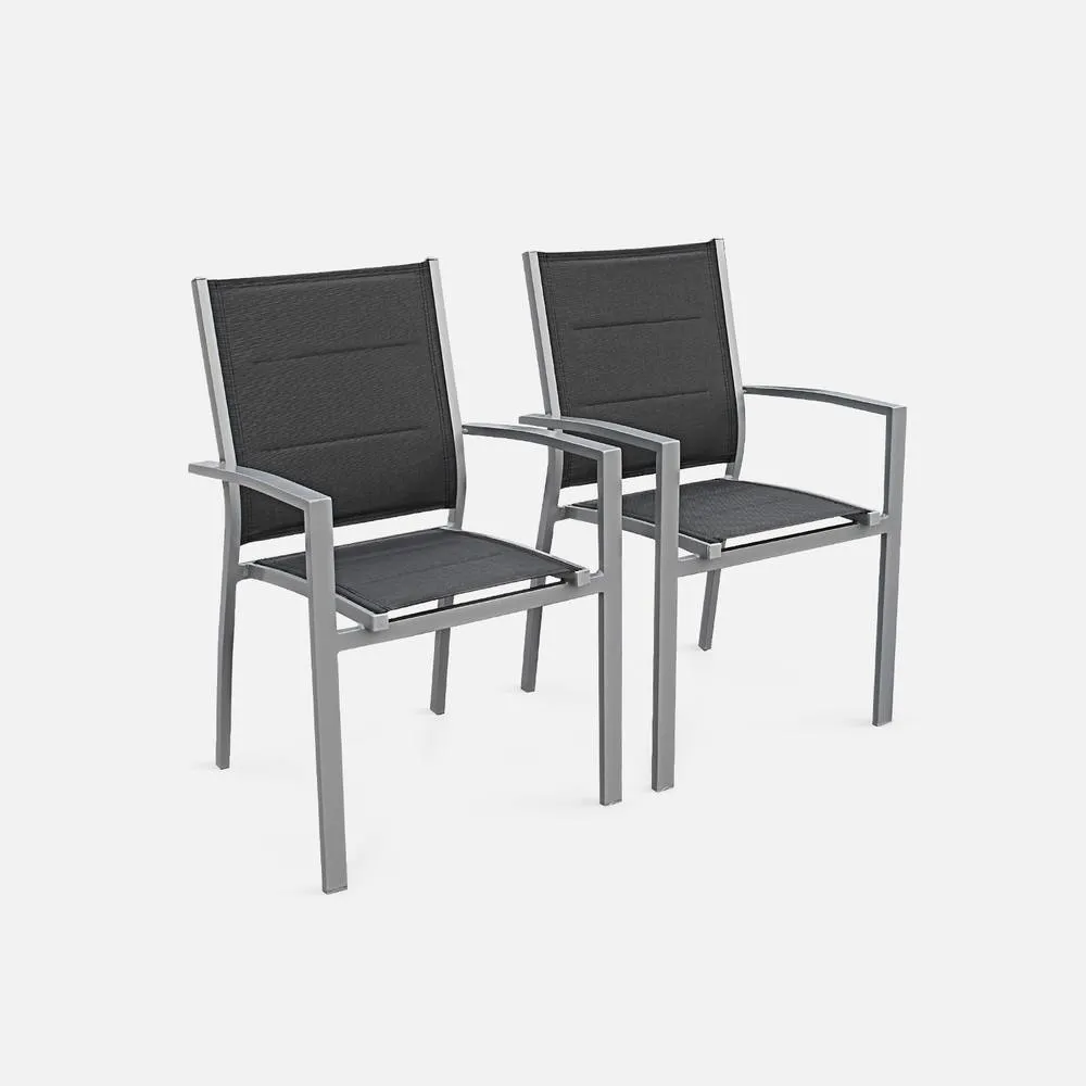 sweeek 6-seater Extendable Aluminium Garden Table With Chairs in Grey 6