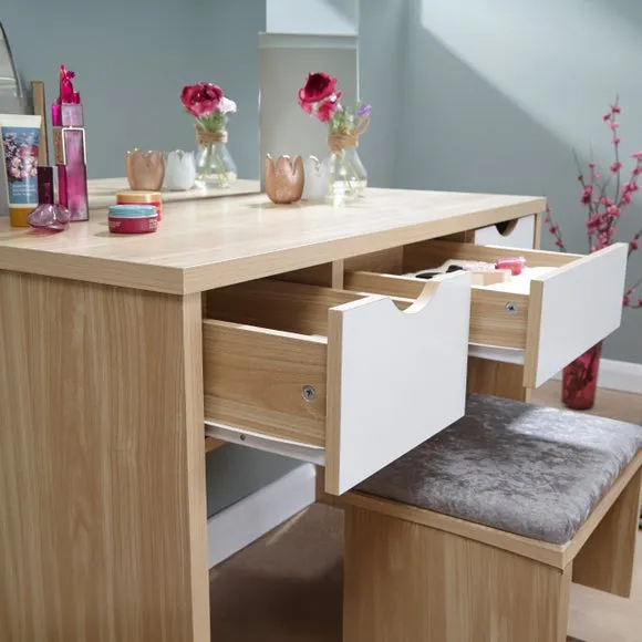 Elizabeth 3 Drawer Dressing Table Set with Mirror 3